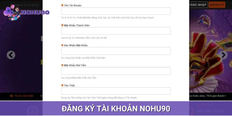 Tạo tài khoản cược
