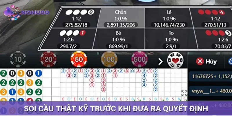 Soi cầu kỹ ít nhất 5 ván gần nhất để tính toán chọn cửa đặt hợp lý